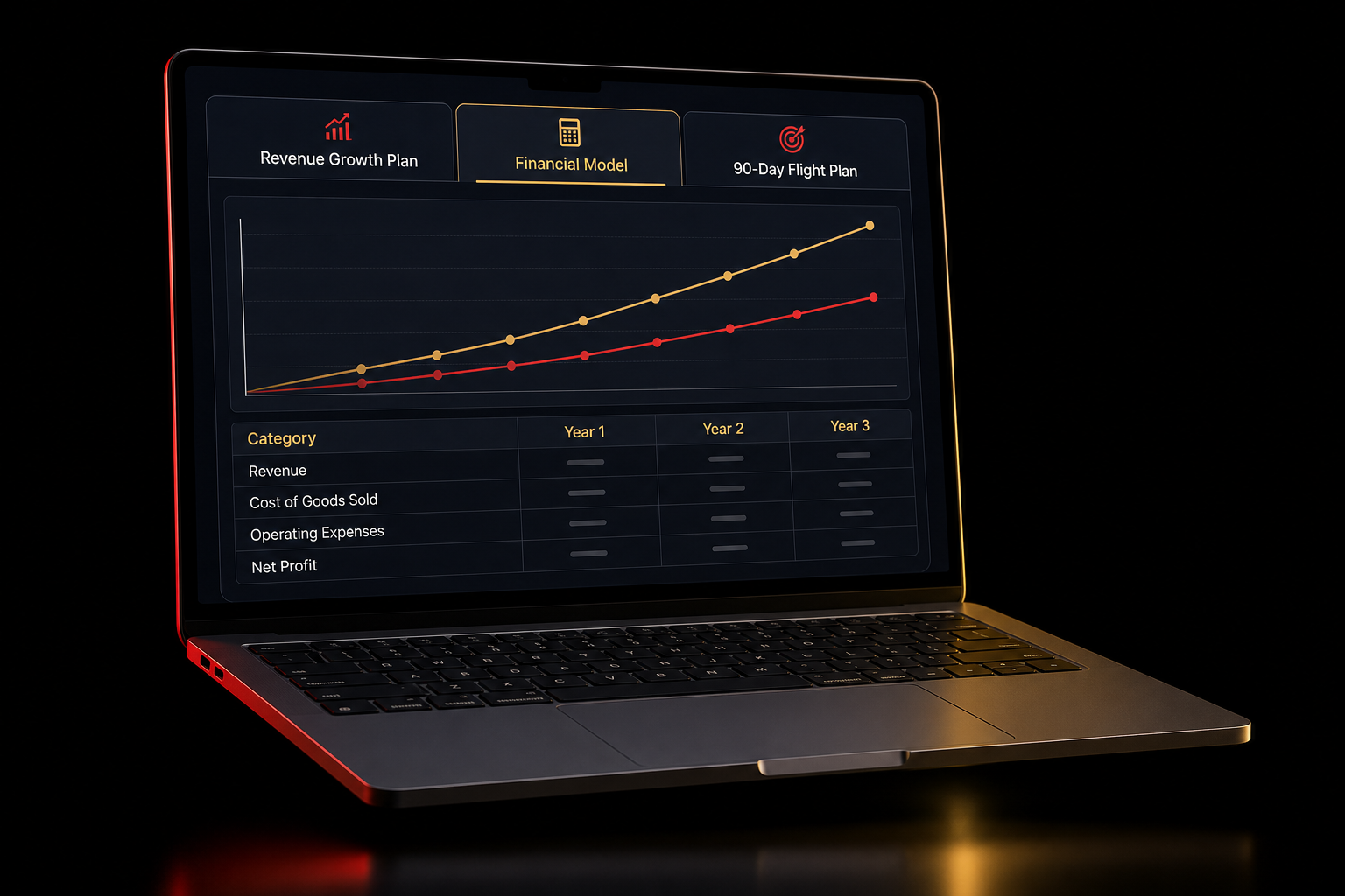 Financial model + 12-month strategic plan